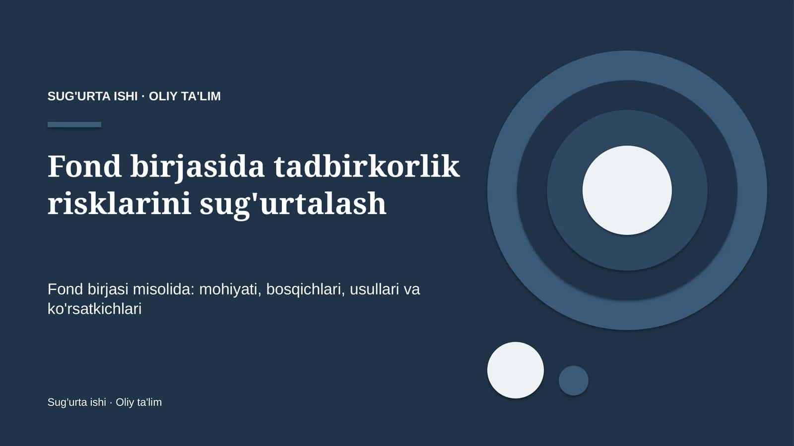 Fond birjasida tadbirkorlik risklarini sug'urtalash