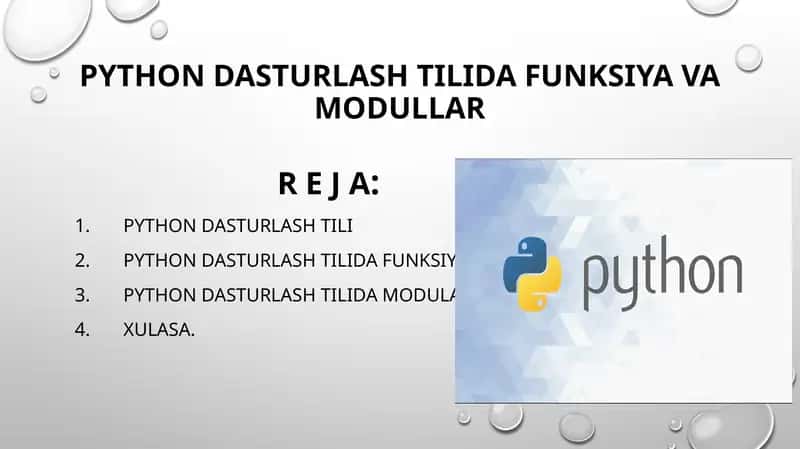 Python dasturlash tilida funksiya va modullar
