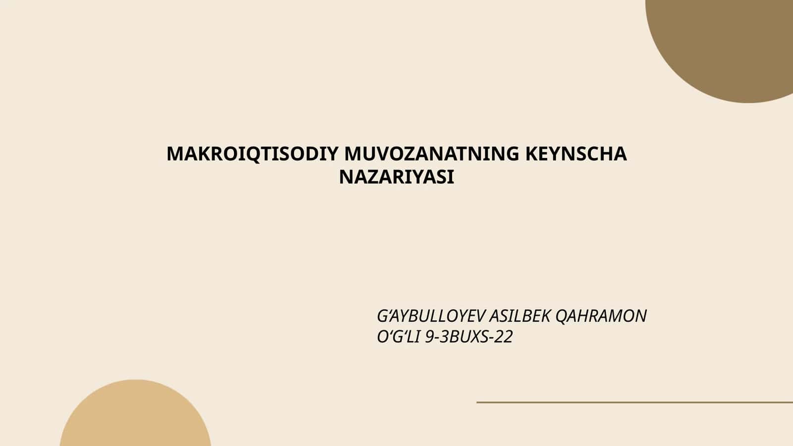 Keynscha Yondashuvning Asosiy G'oyalari