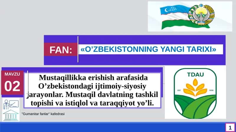 O’ZBEKISTONNING YANGI TARIXI