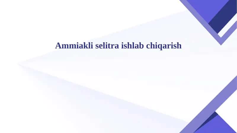 Ammiakli selitra ishlab chiqarish