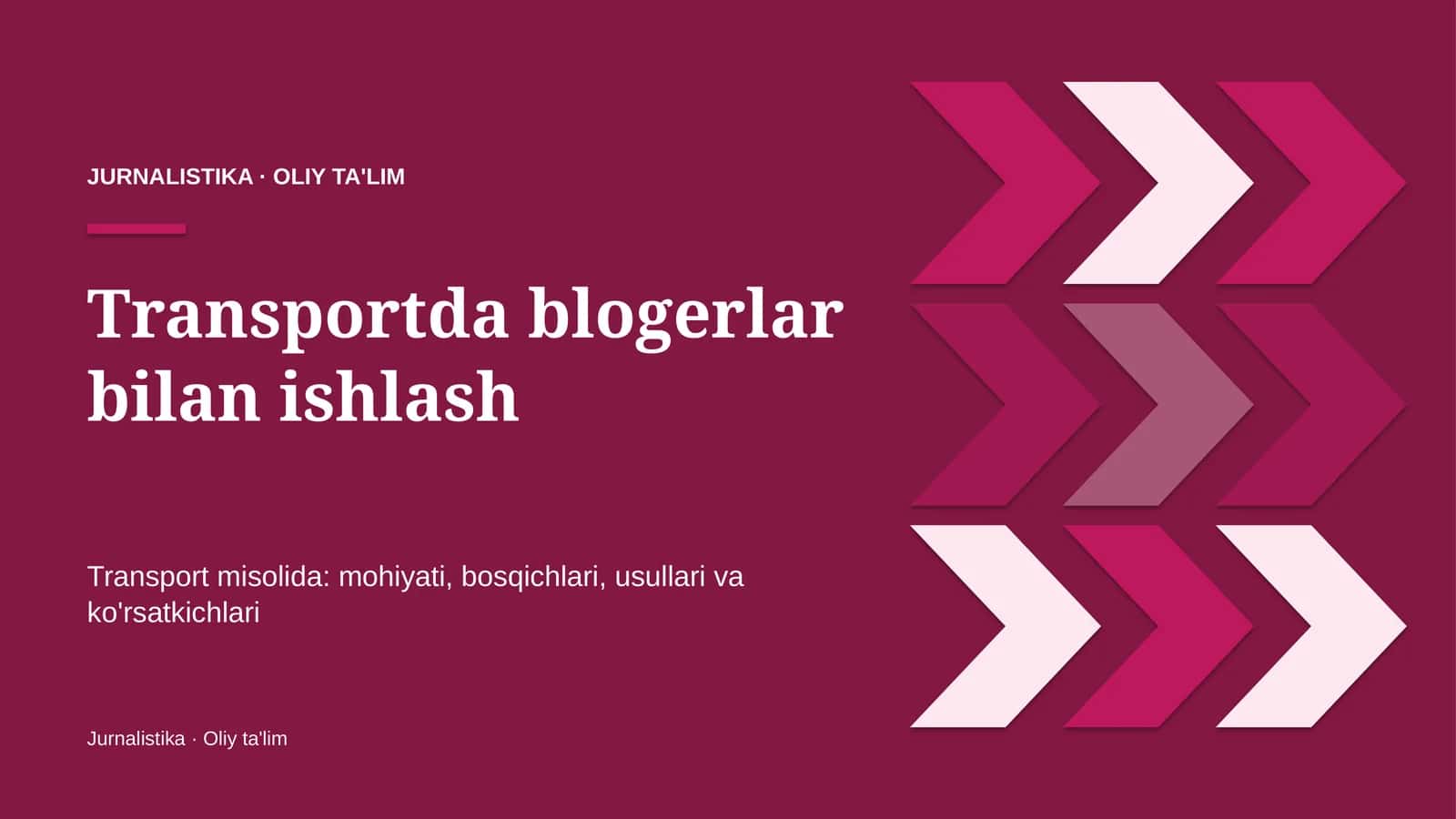 Transportda blogerlar bilan ishlash