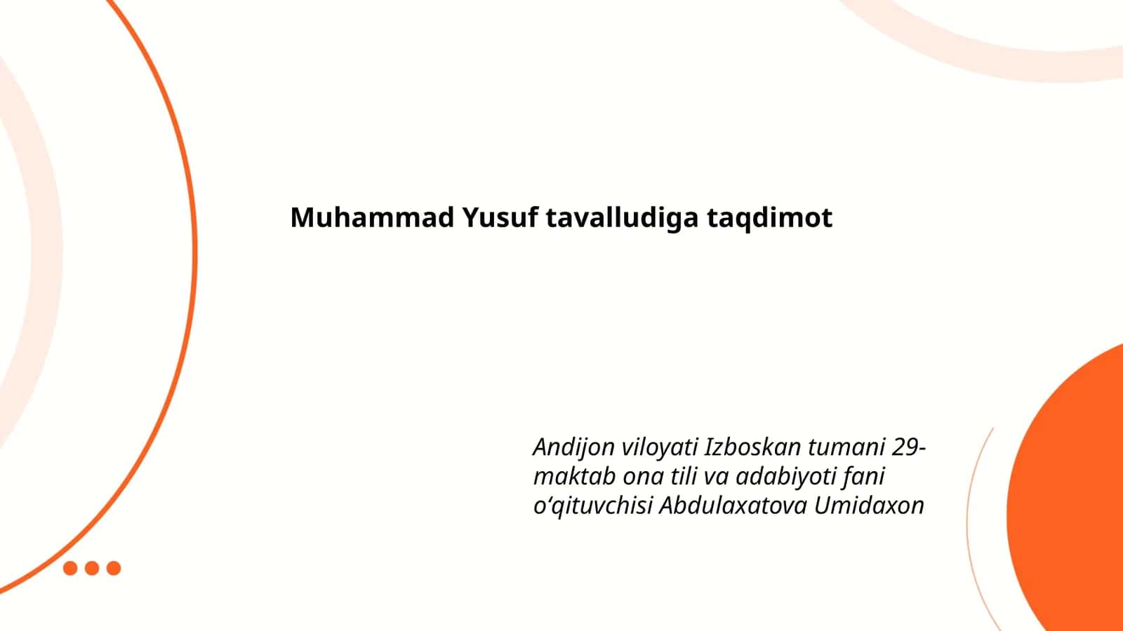 Muhammad Yusufning Hayoti va Ijodi