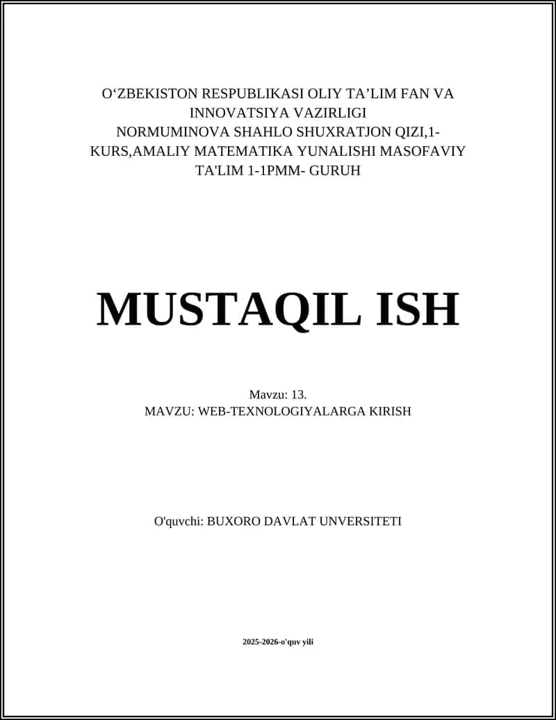 Web va Internet tushunchalari