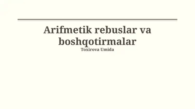 Tenglamalarni Yechishga O'xshash Topishmoqlar