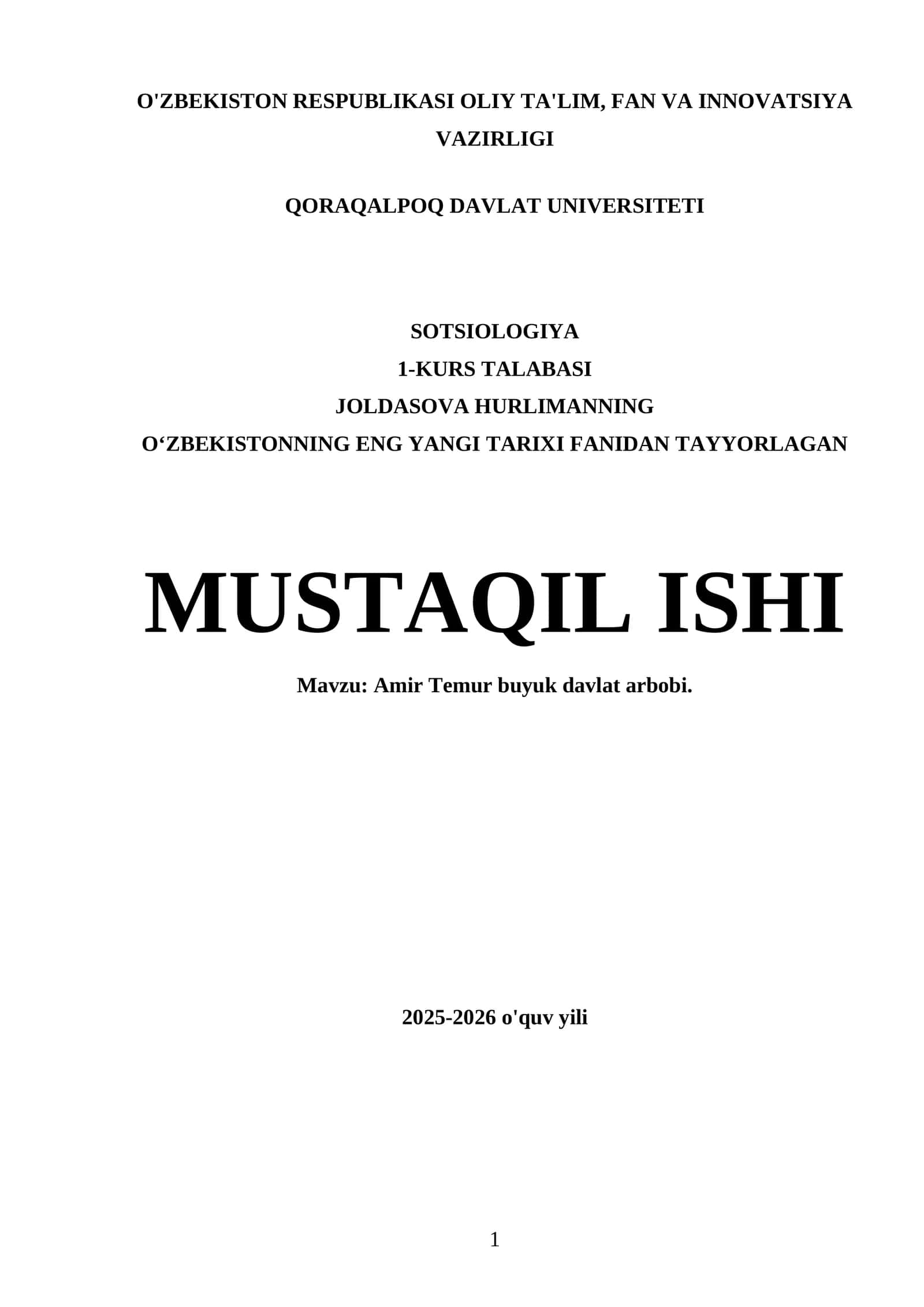Amir Temur buyuk davlat arbobi