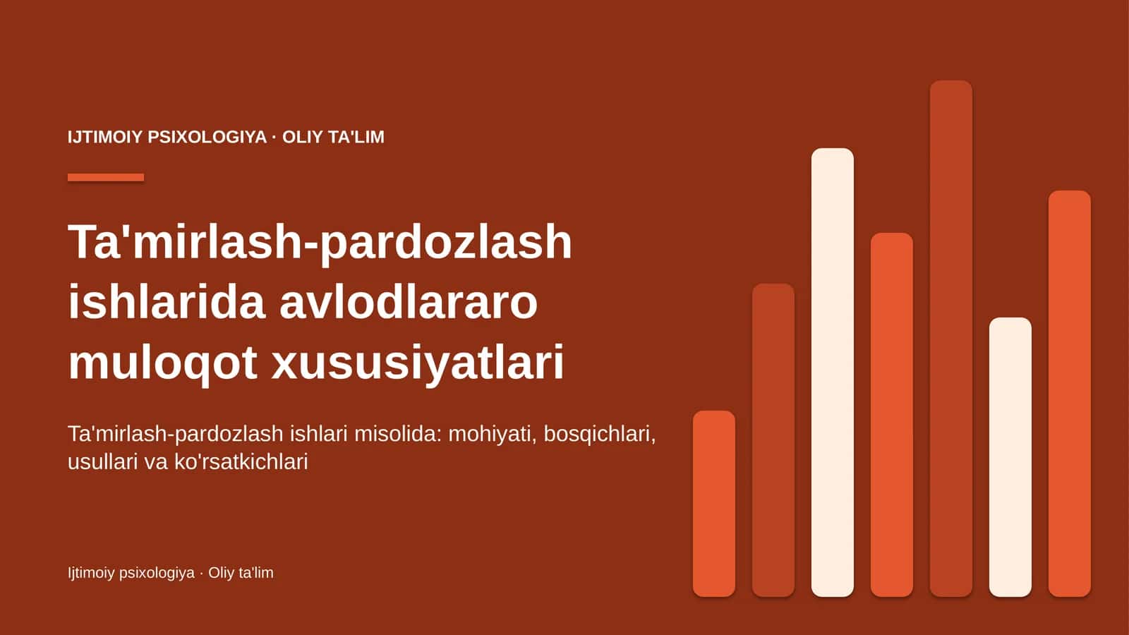 [Ta'mirlash-pardozlash ishlarida avlodlararo muloqot xususiyatlari]