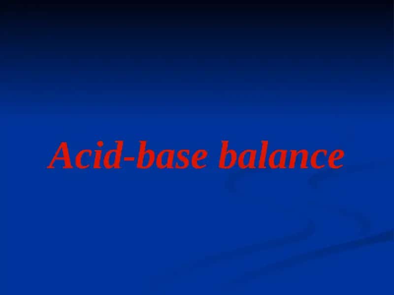 Acid-base balance