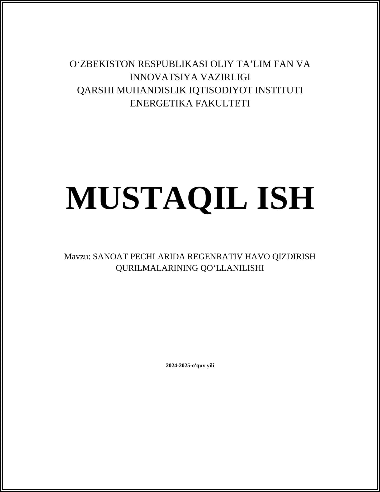 Regenerativ havo qizdirish qurilmalari