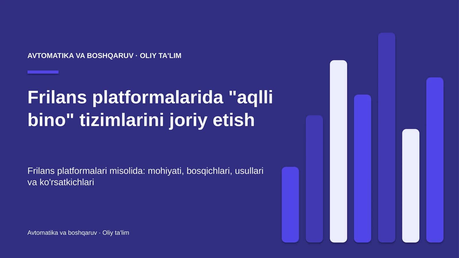 Frilans platformalarida "aqlli bino" tizimlarini joriy etish