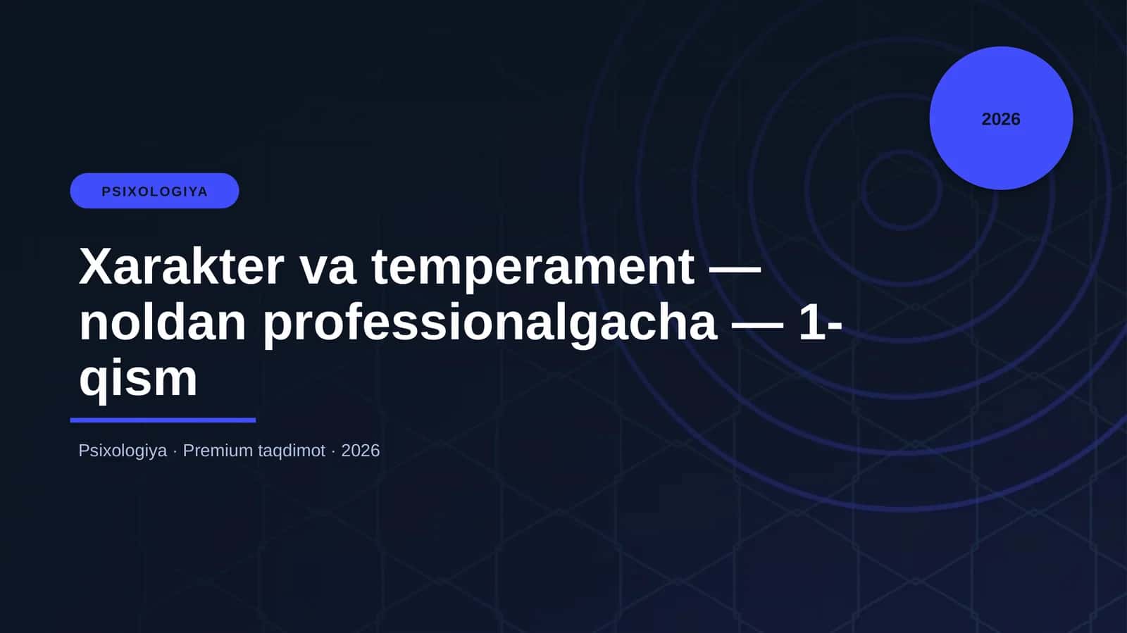 Xarakter va temperament — noldan professionalgacha — 1-qism