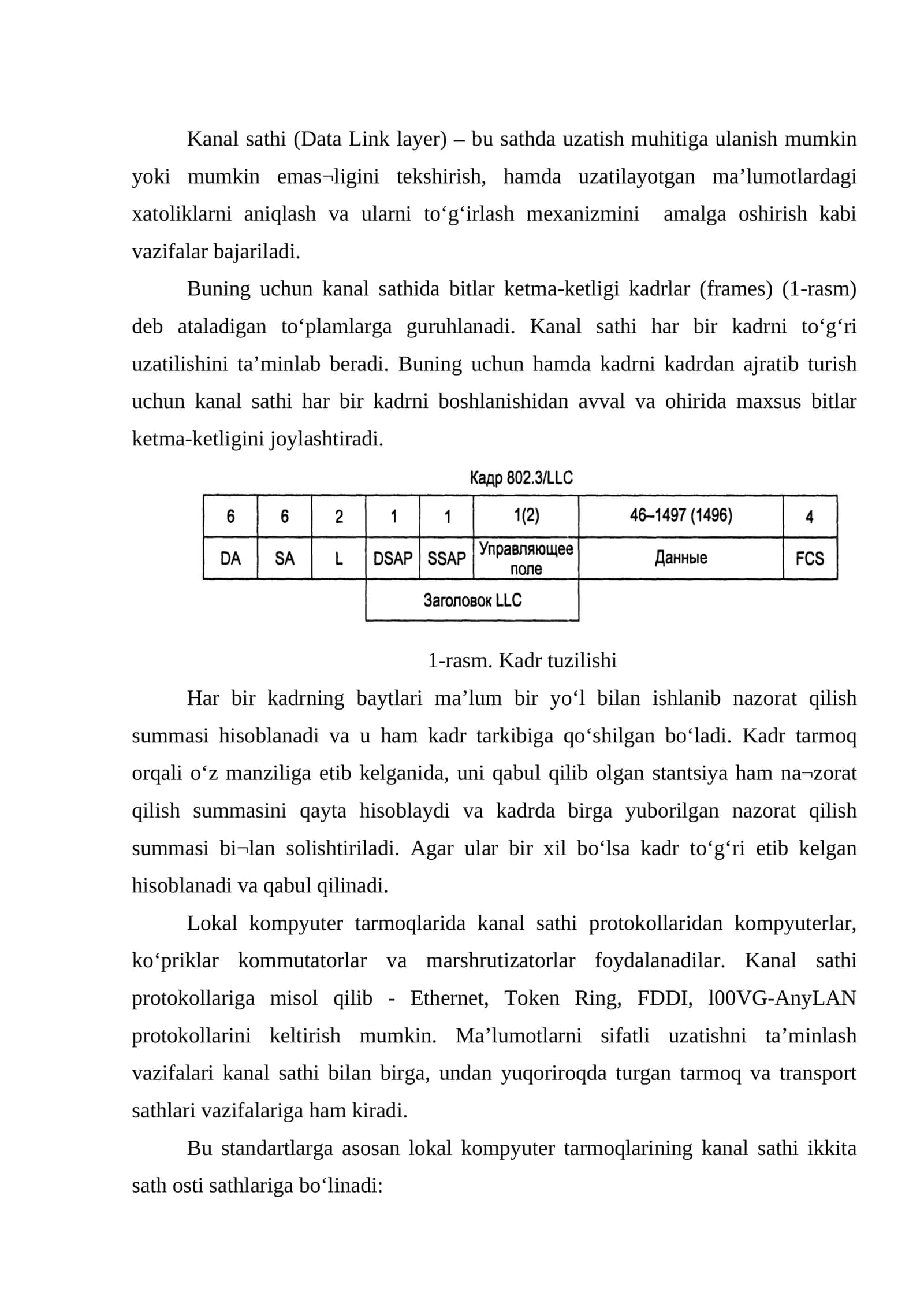Kanal sathi (Data Link layer)