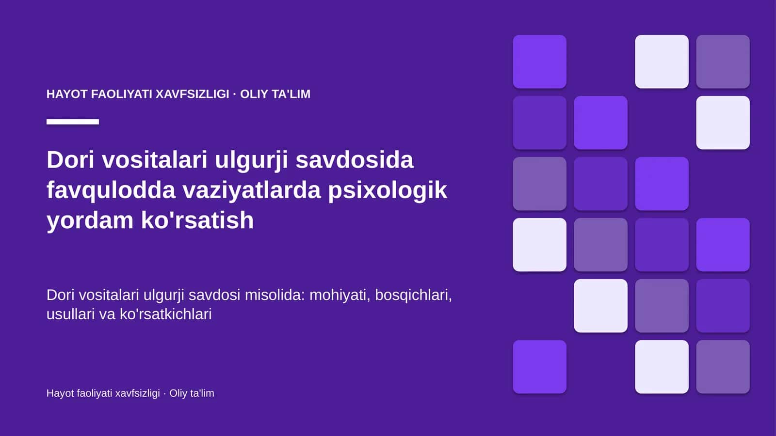 Hayot faoliyati xavfsizligi · Oliy ta'lim