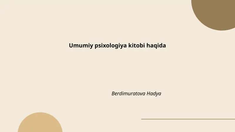 Umumiy psixologiya kitobi haqida