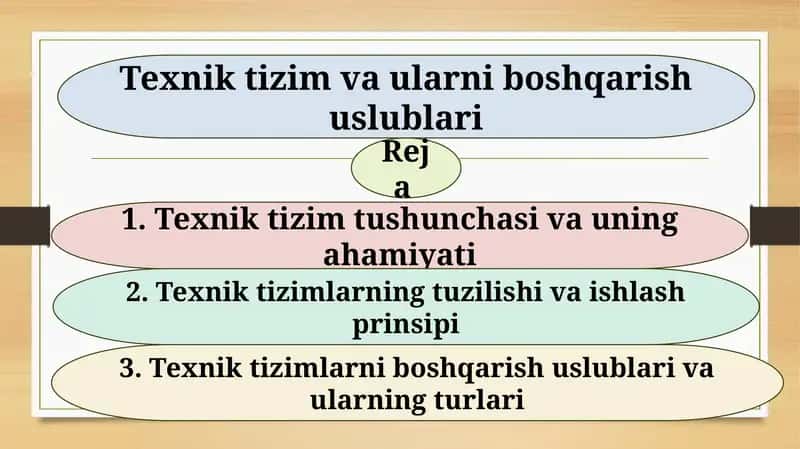 Texnik tizim va ularni boshqarish uslublari