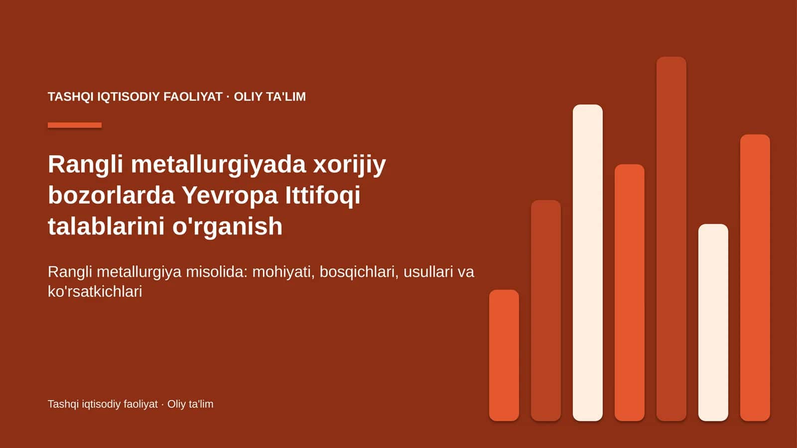 Rangli metallurgiyada xorijiy bozorlarda Yevropa Ittifoqi talablarini o'rganish