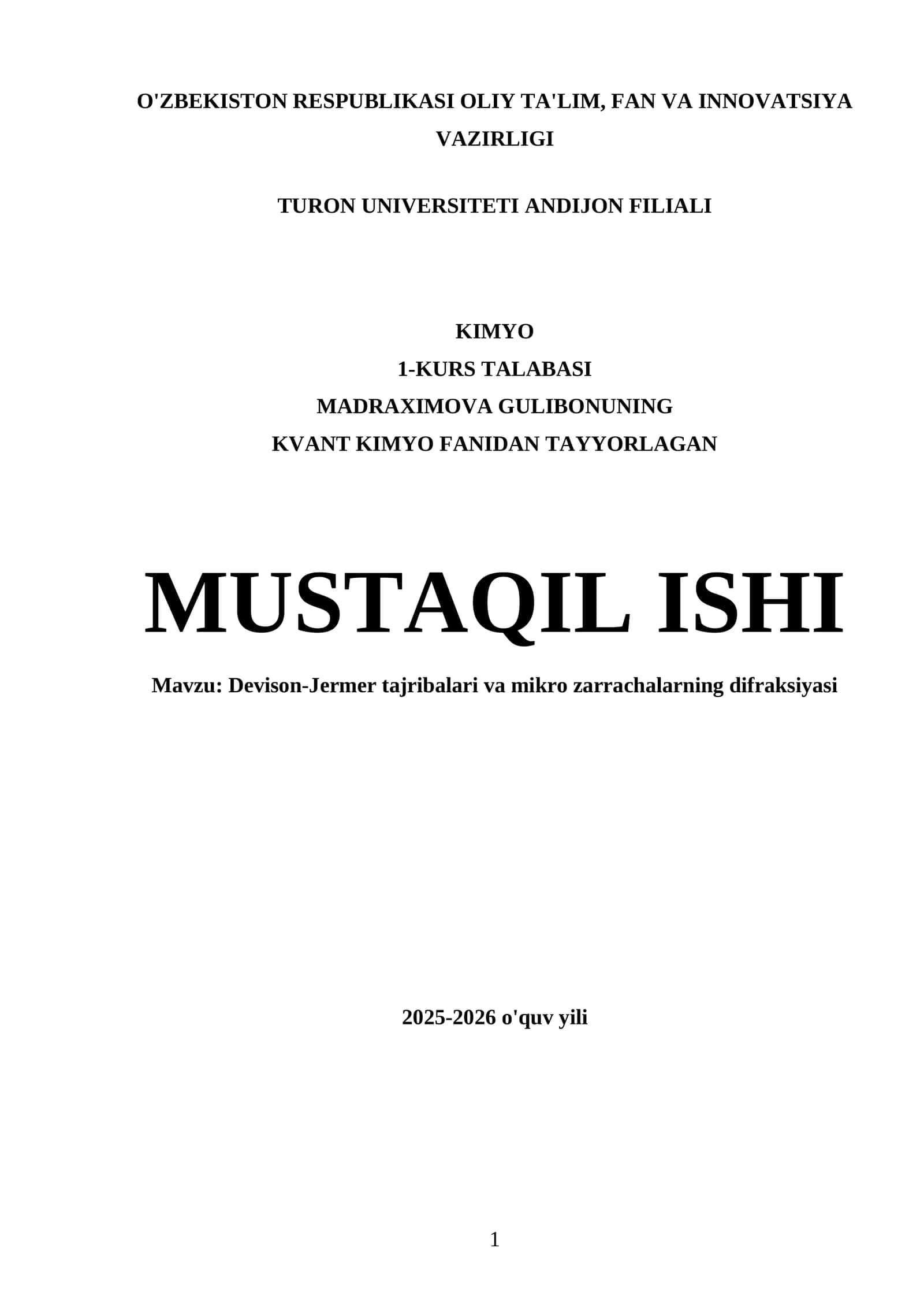 Devison-Jermer tajribalari va mikro zarrachalarning difraksiyasi