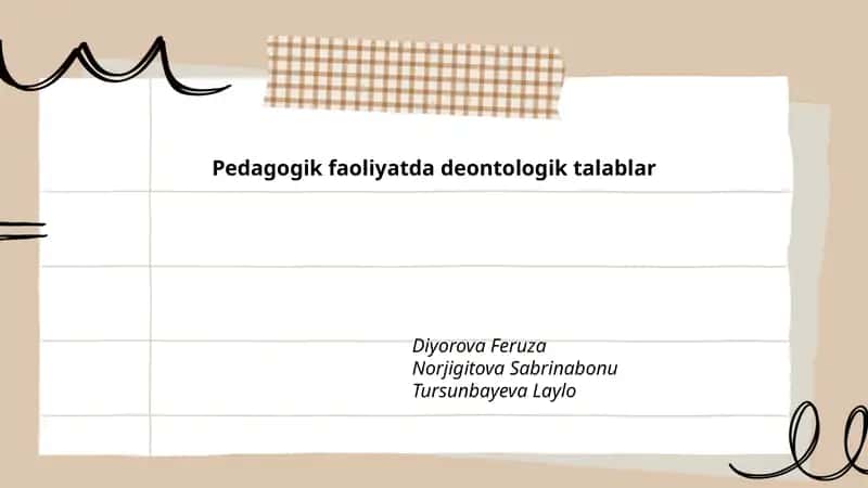 Pedagogik faoliyatda deontologik talablar
