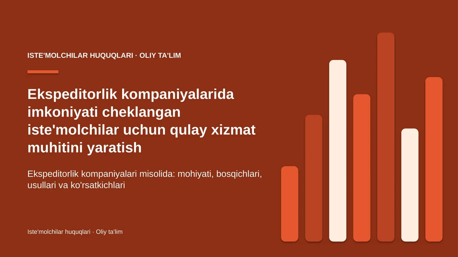 Ekspeditorlik kompaniyalarida imkoniyati cheklangan iste'molchilar uchun qulay xizmat muhitini yaratish