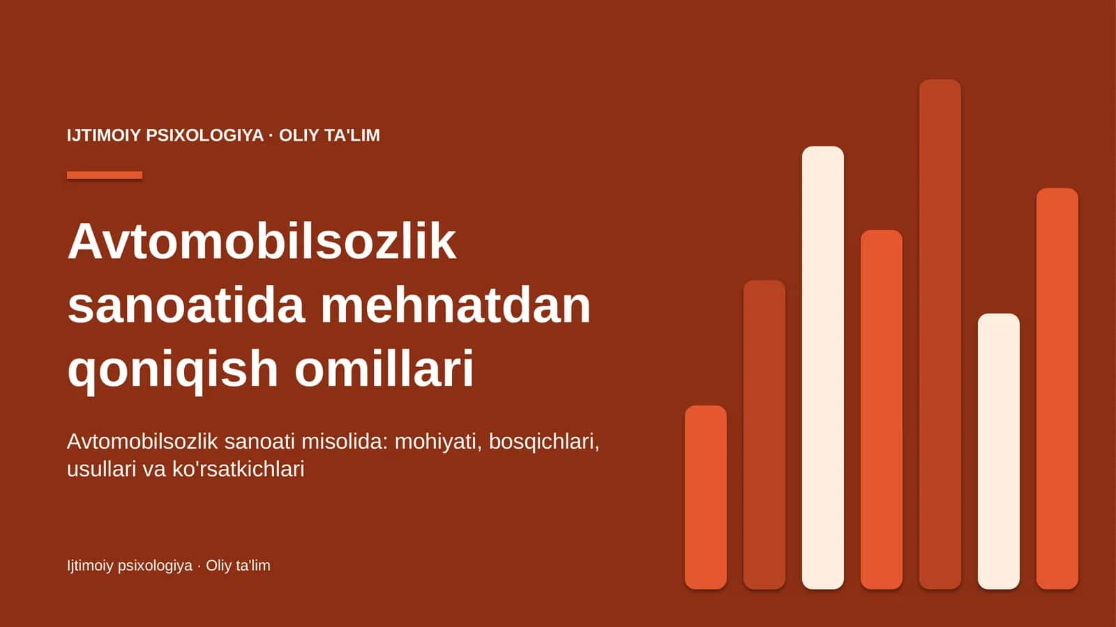 Avtomobilsozlik sanoatida mehnatdan qoniqish omillari
