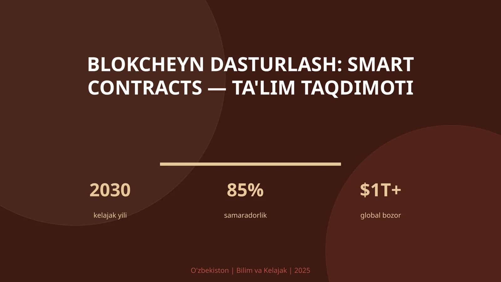 Blokcheyn dasturlash: Smart contracts — ta'lim taqdimoti