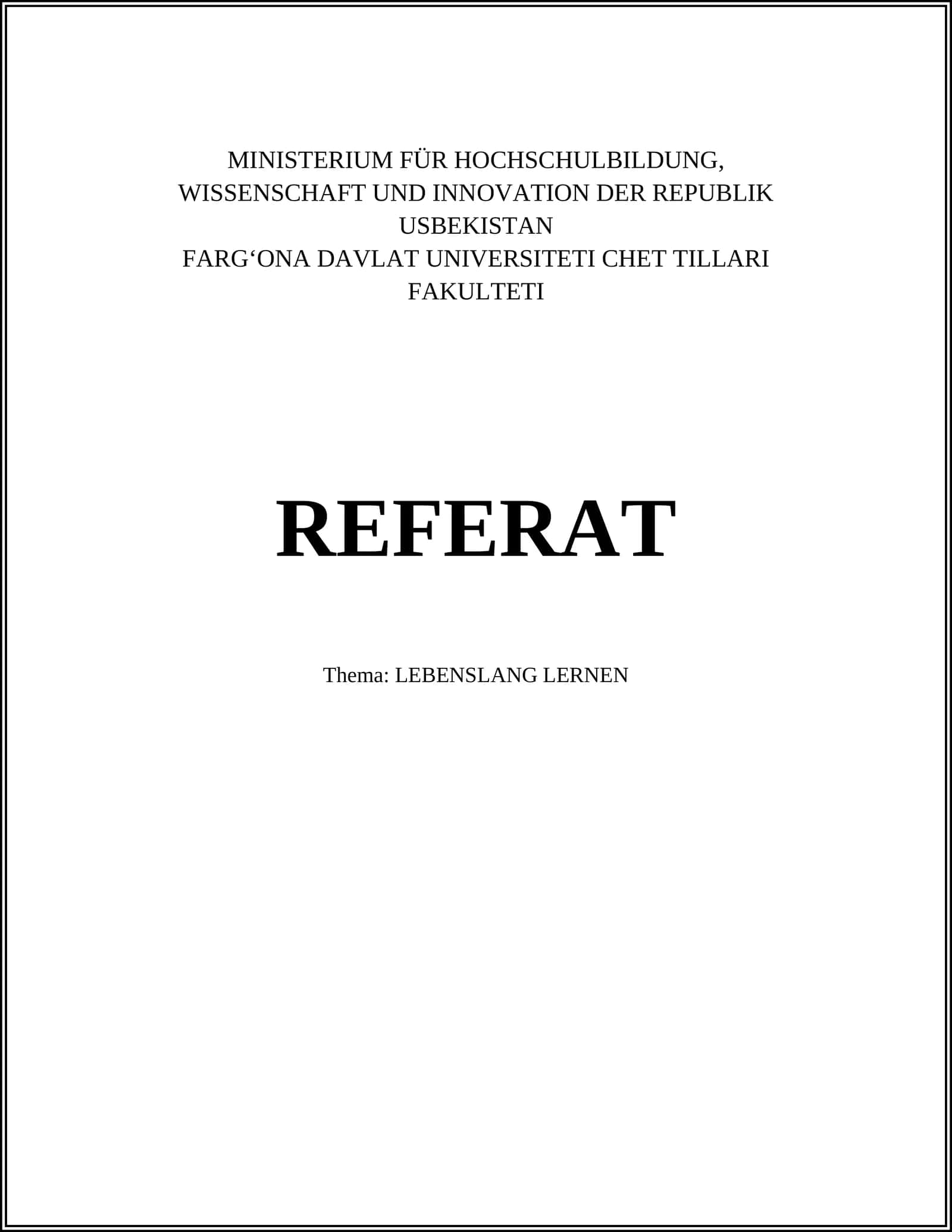 REFERAT - LEBENSLANGES LERNEN