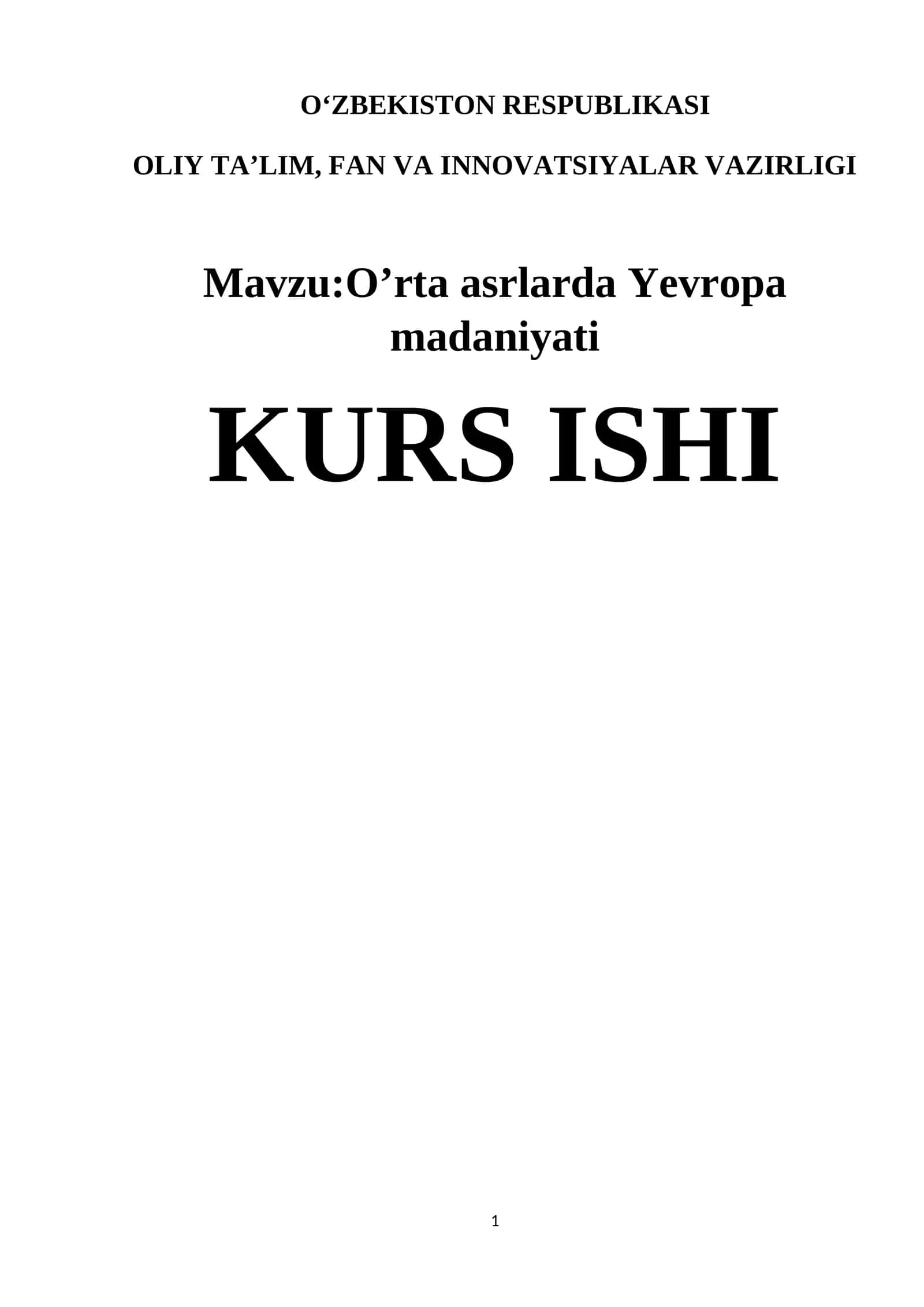 O’rta asrlarda Yevropa madaniyati