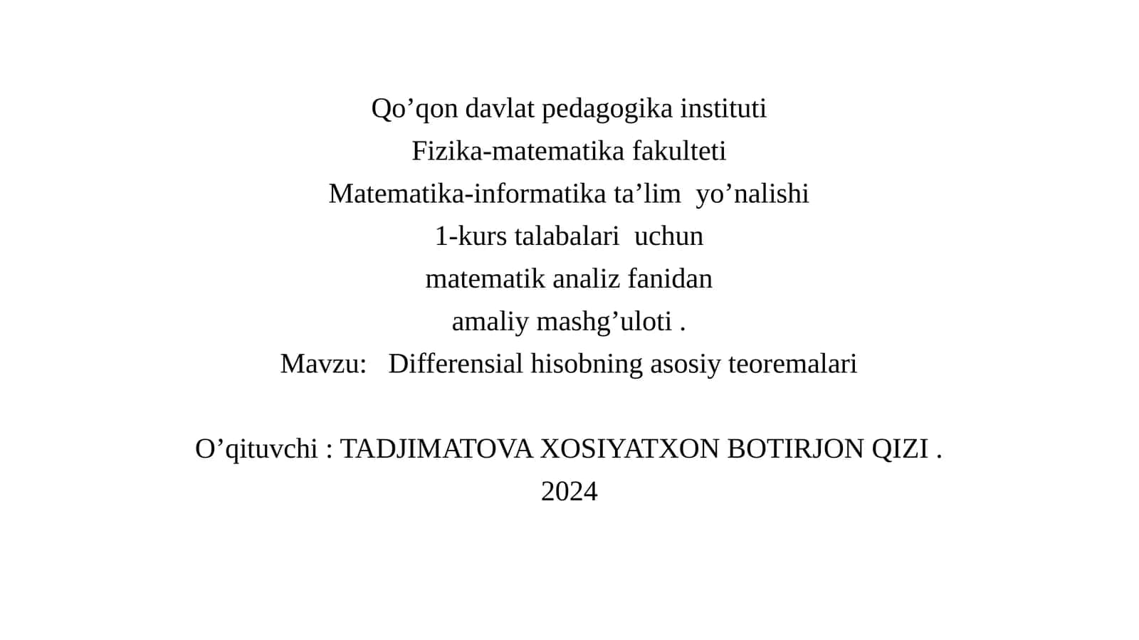 Differensial hisobning asosiy teoremalari