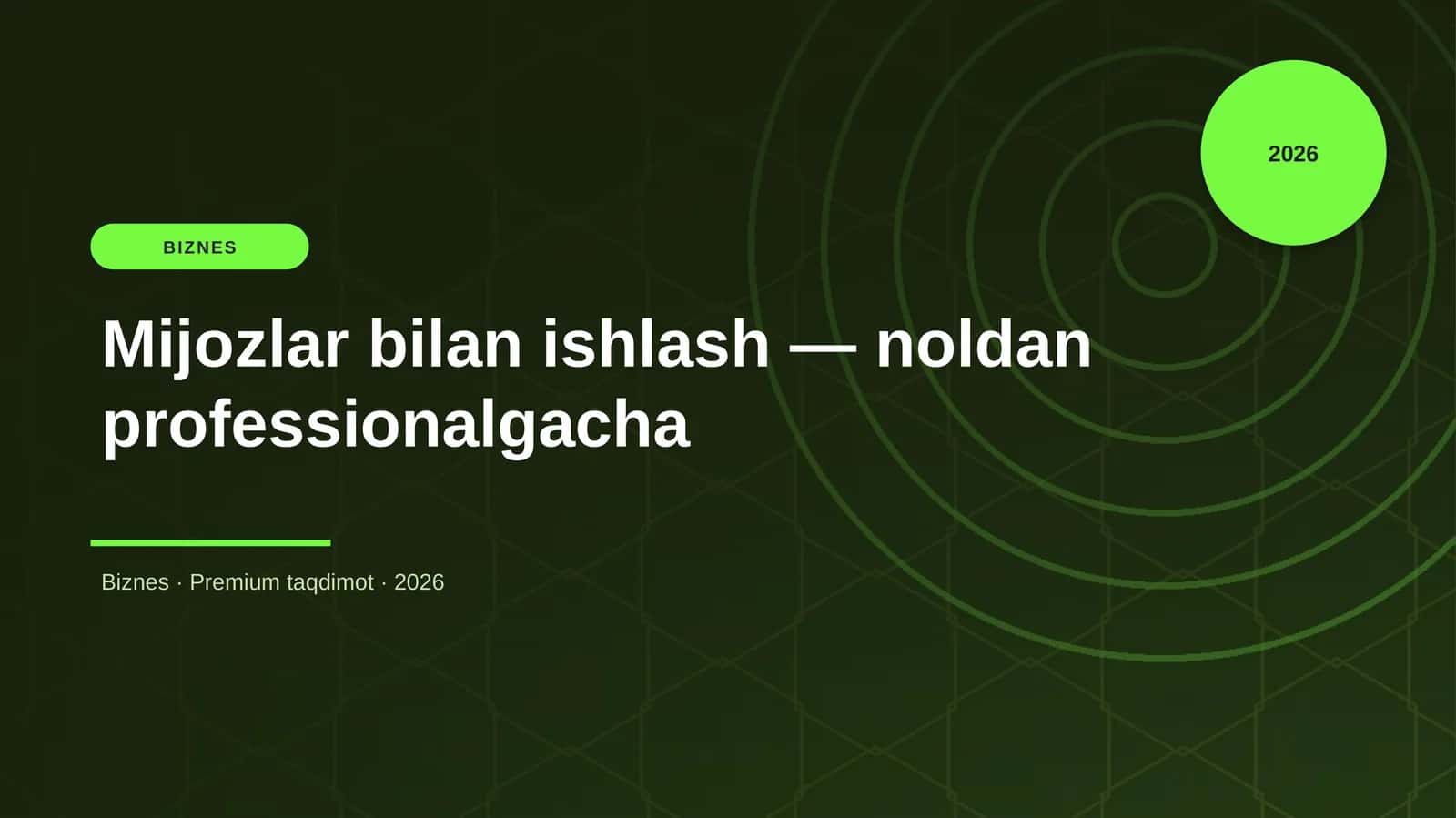 Mijozlar bilan ishlash — noldan professionalgacha