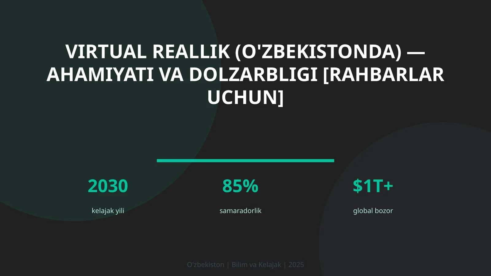Virtual reallik (O'zbekistonda) — ahamiyati va dolzarbligi [rahbarlar uchun]