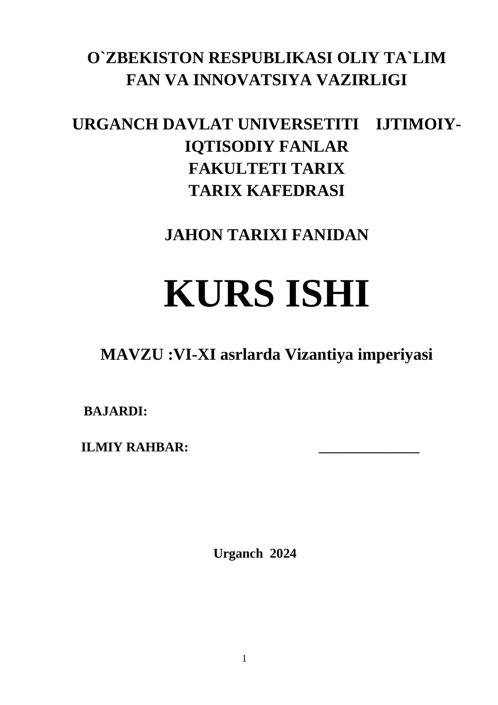 VI-XI asrlarda Vizantiya imperiyasi