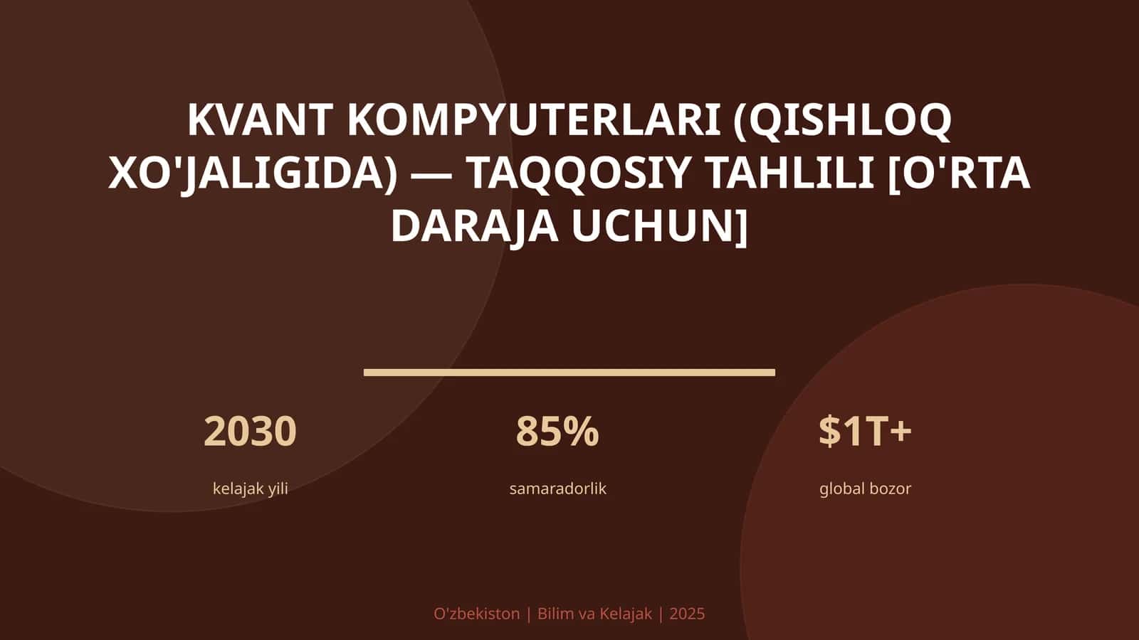 Kvant kompyuterlari (qishloq xo'jaligida) — taqqosiy tahlili [o'rta daraja uchun]