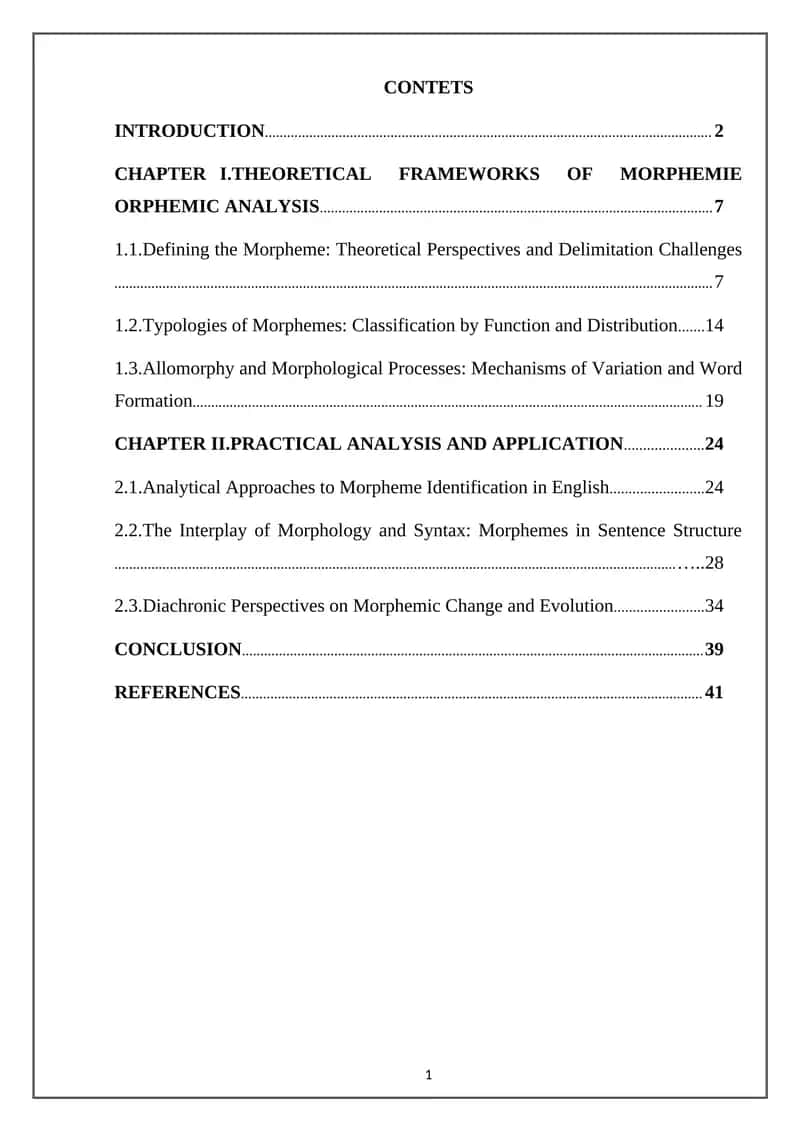 Morpheme Analysis
