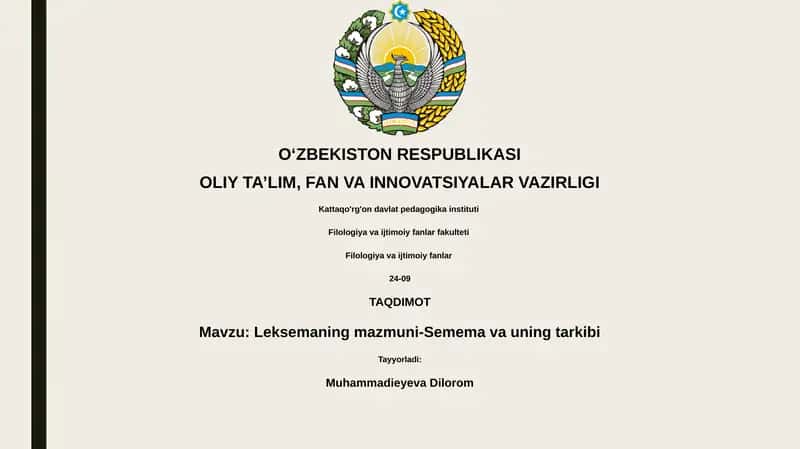 Leksemaning mazmuni-Semema va uning tarkibi