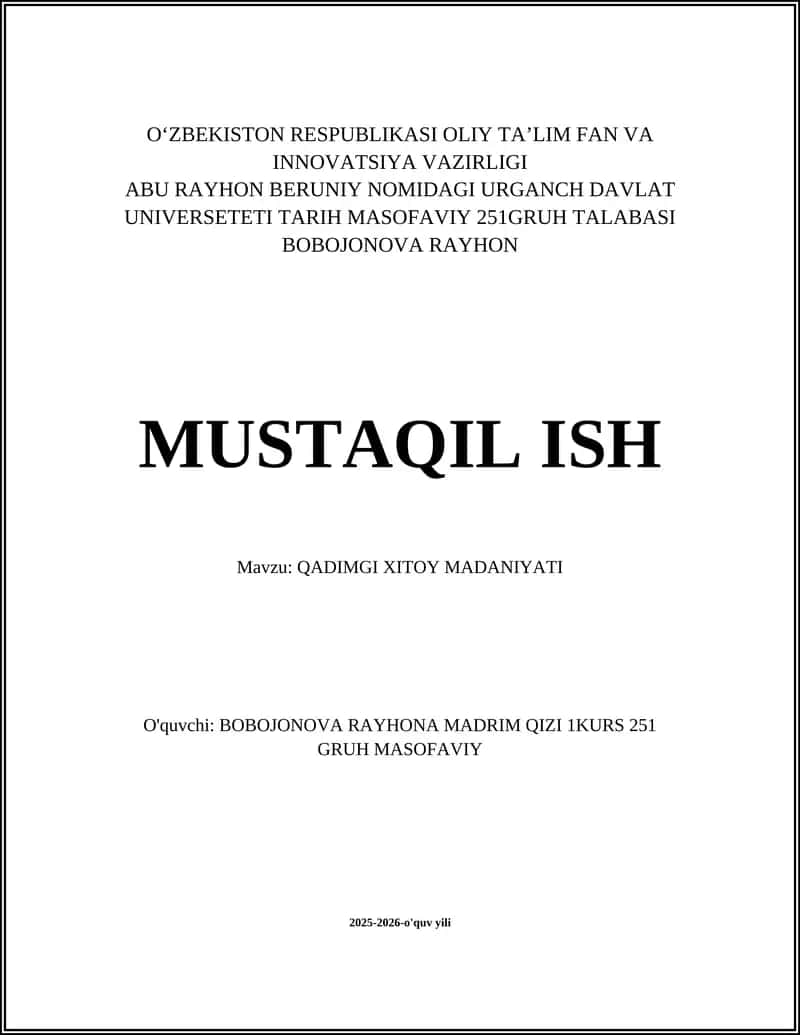 QADIMGI XITOY MADANIYATI