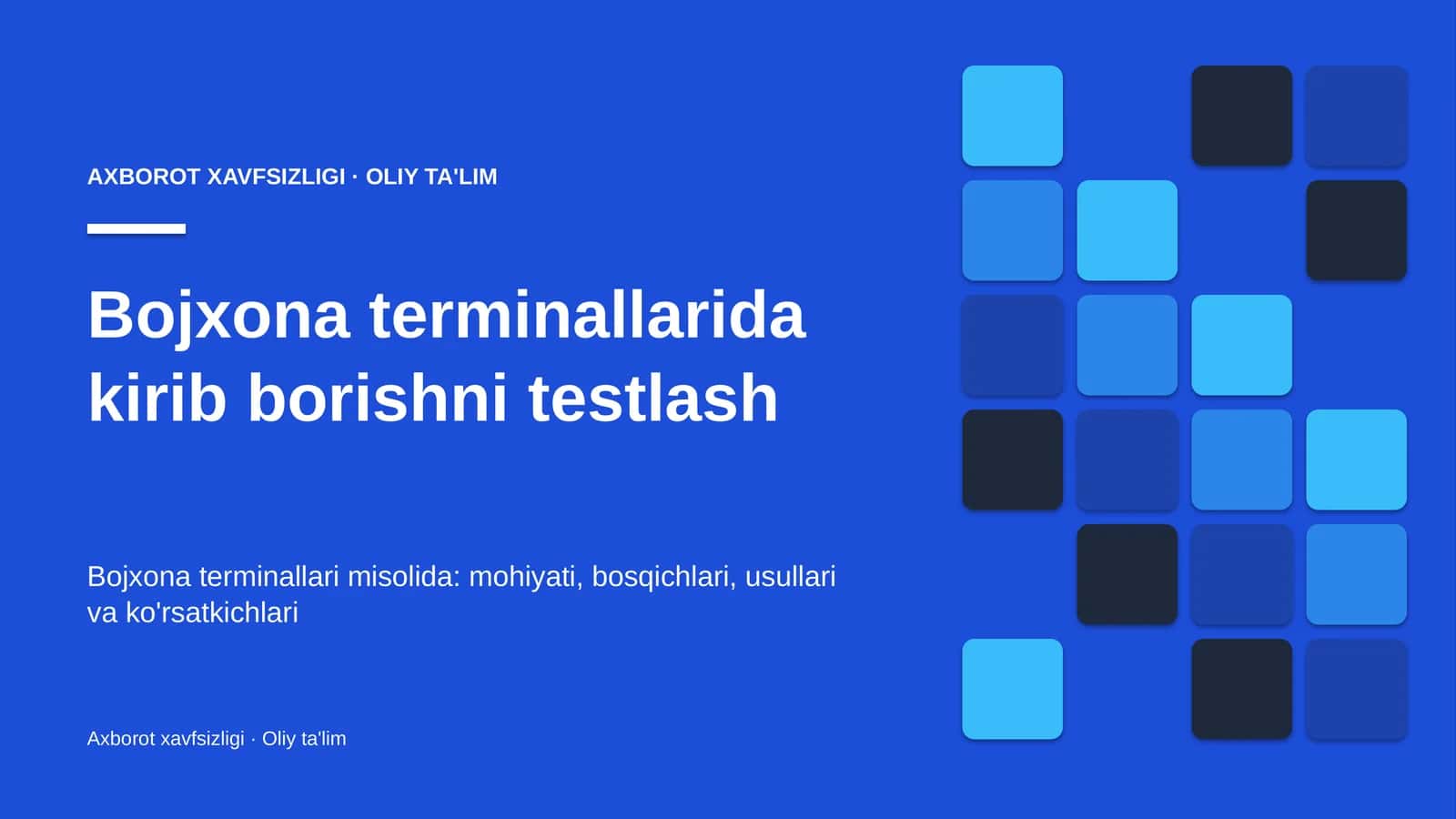 Bojxona terminallarida kirib borishni testlash