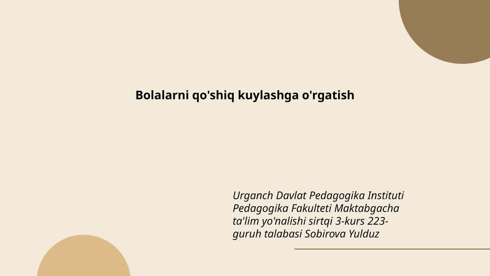 Bolalarni qo'shiq kuylashga o'rgatish