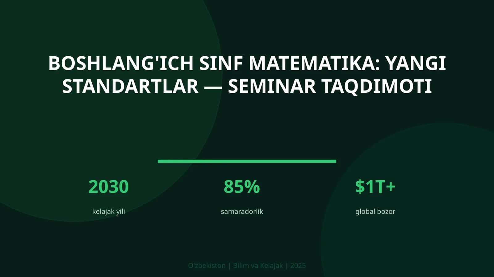 Boshlang'ich sinf matematika: yangi standartlar — seminar taqdimoti