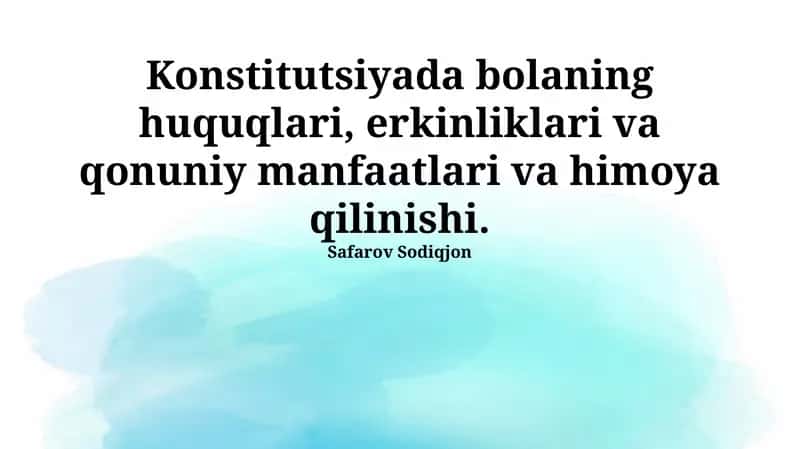 Bolalar huquqlari: Konstitutsiyaviy kafolatlar