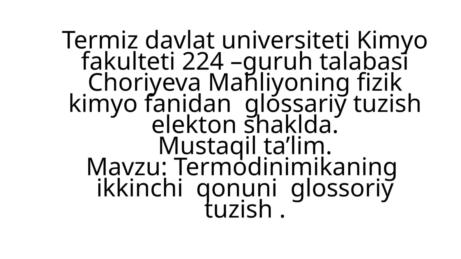 Termodinamika ikkinchi qonuni glossariy