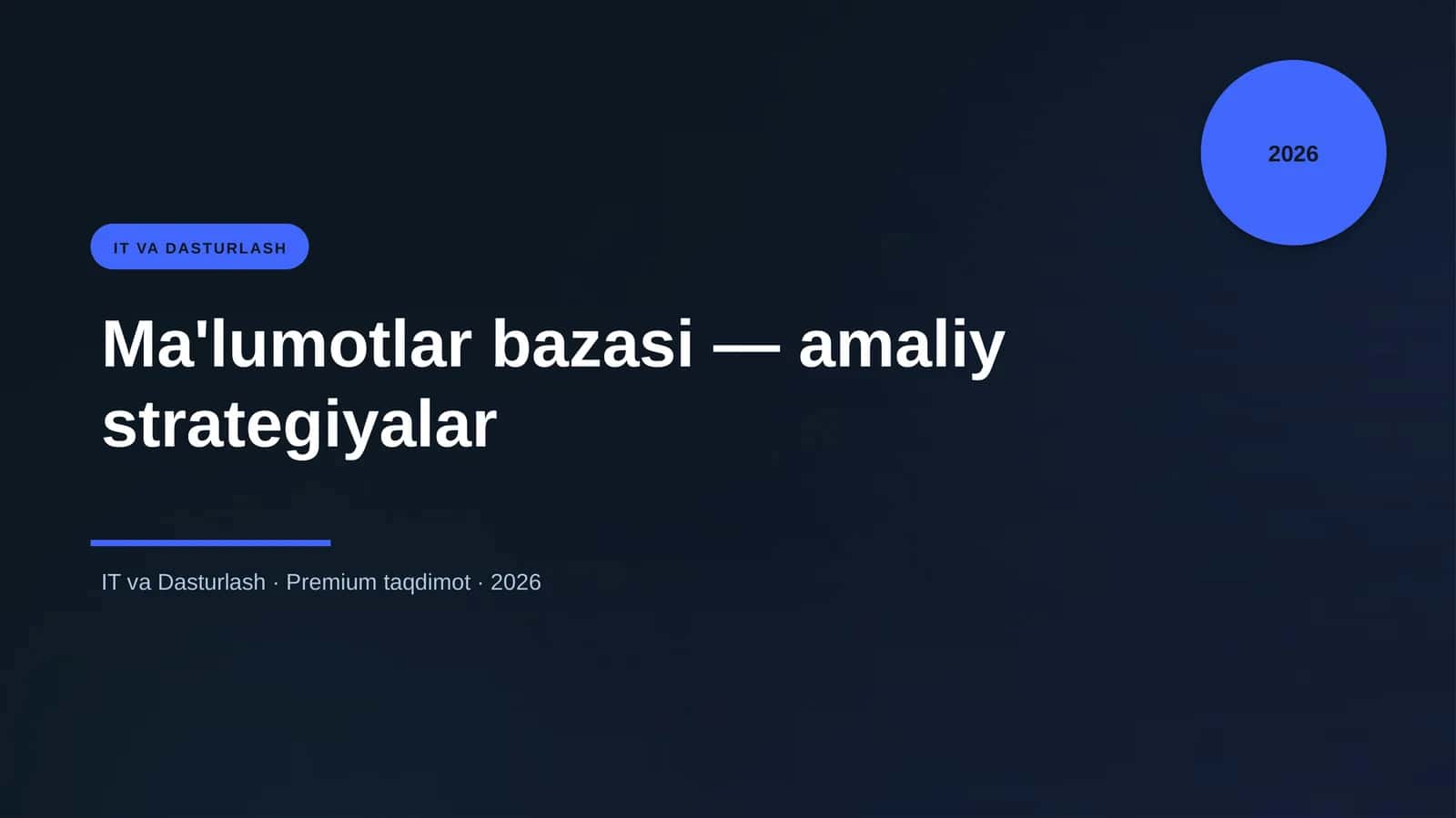 Ma'lumotlar bazasi — amaliy strategiyalar