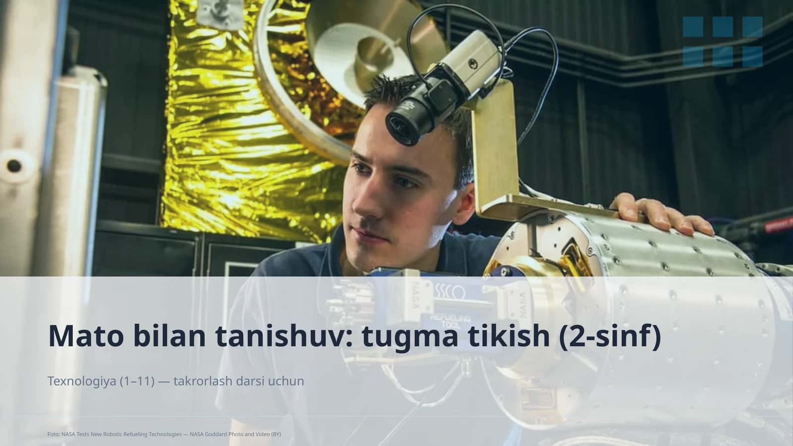 Mato bilan tanishuv: tugma tikish (2-sinf)