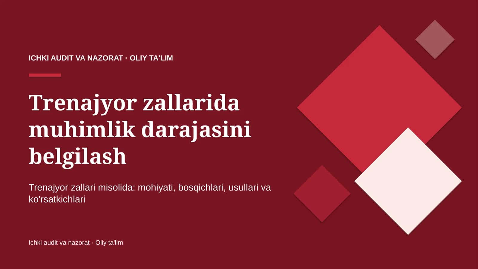 [Trenajyor zallarida muhimlik darajasini belgilash]