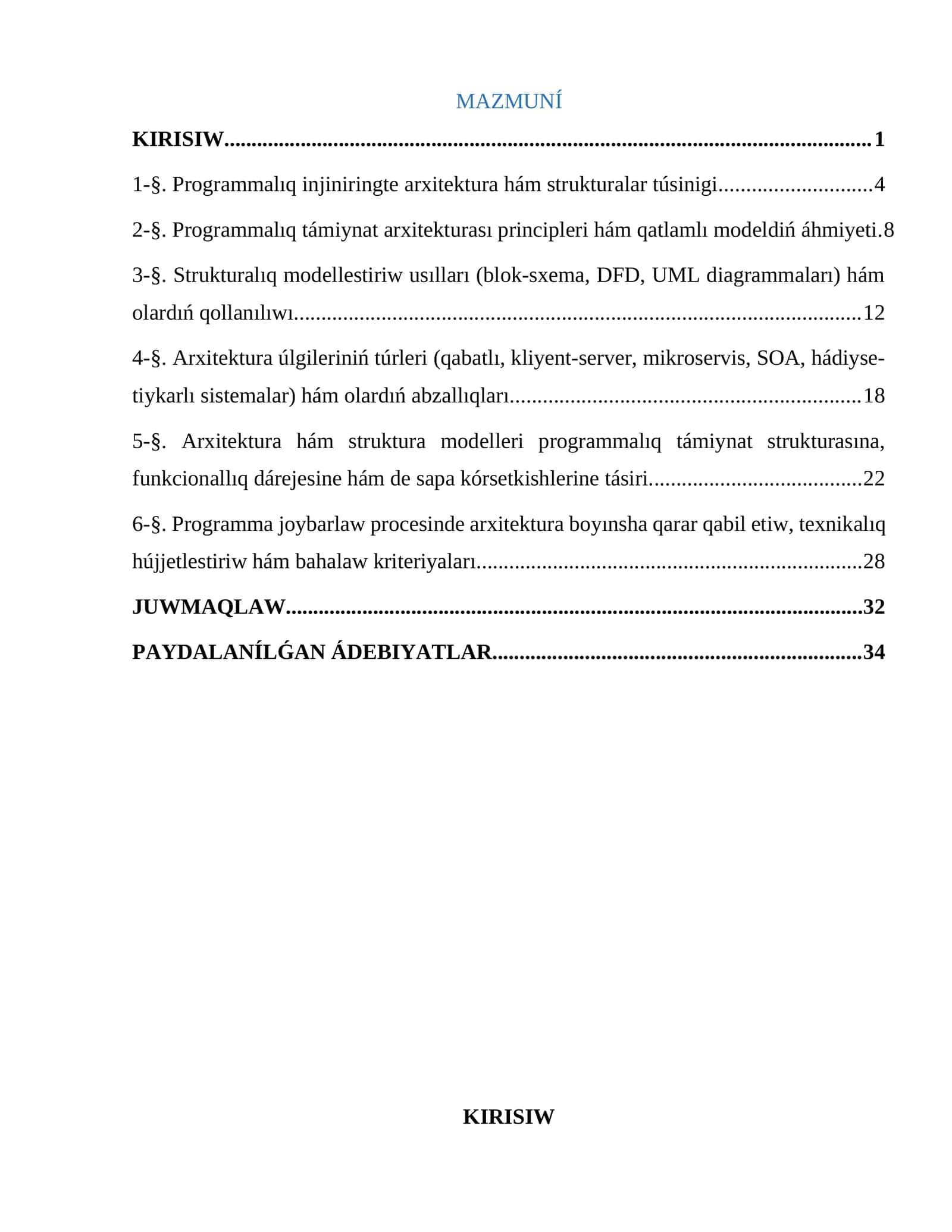 Programmalıq injiniringte arxitektura hám strukturalar
