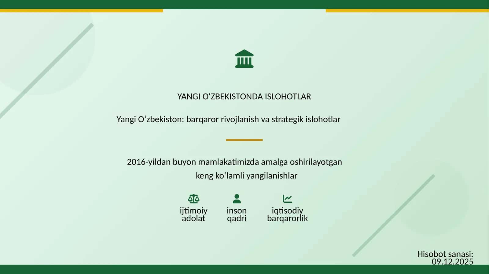 Yangi O‘zbekiston: barqaror rivojlanish va strategik islohotlar