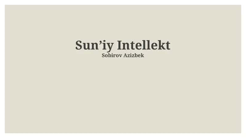 Sun'iy Intellekt