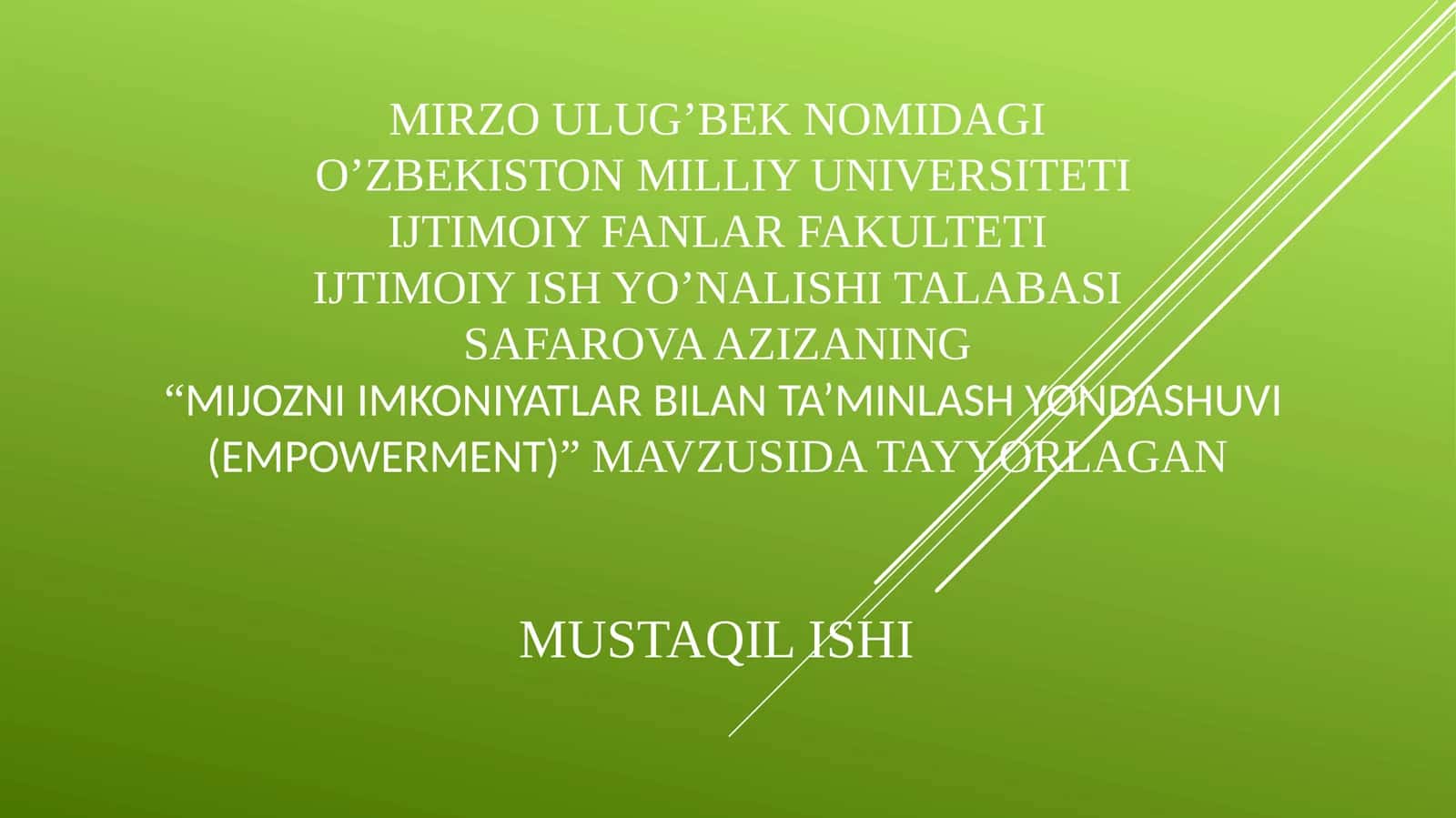 "Mijozniimkoniyatlarbilanta’minlashyondashuvi(Empowerment)"