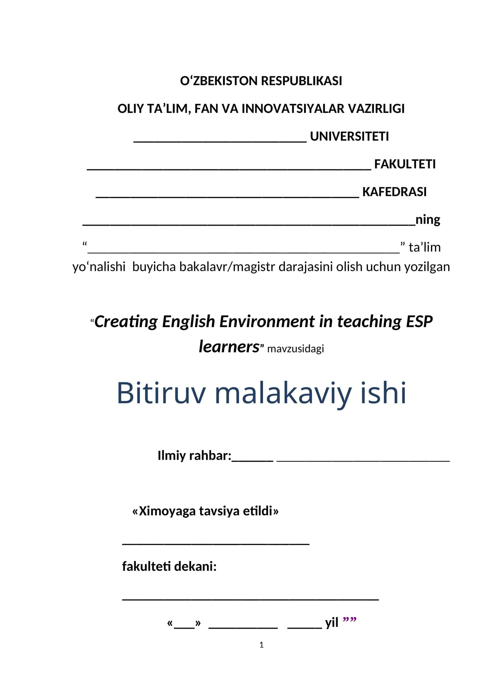 Creating English Environment in teaching ESP learners