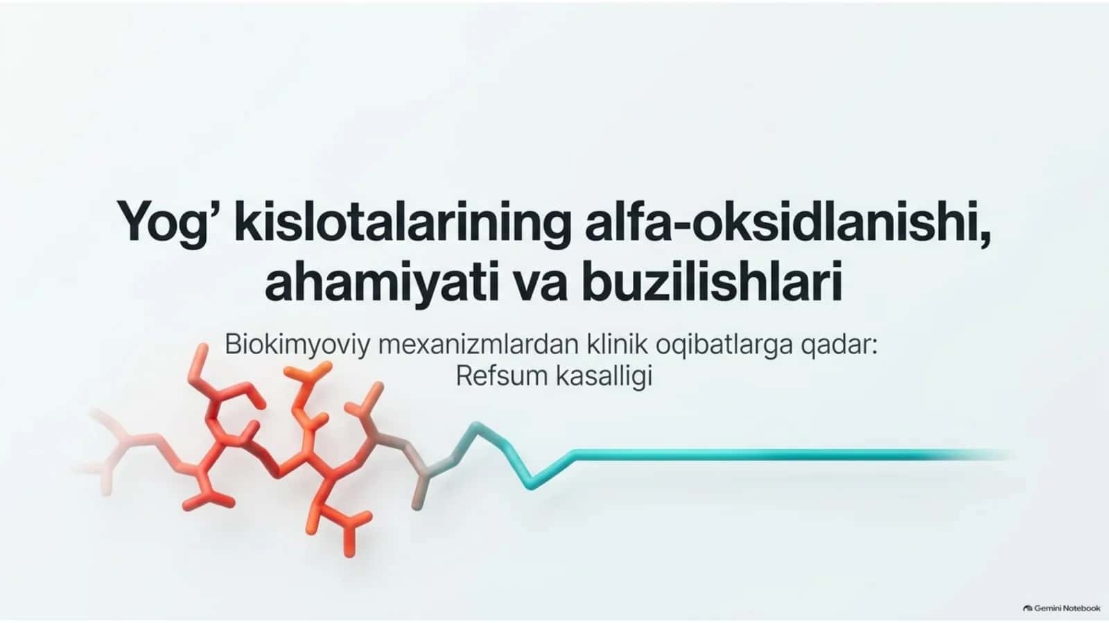 Yog‘ kislotalarining α-oksidlanishi: ahamiyati va buzilishlari — 15 slayd