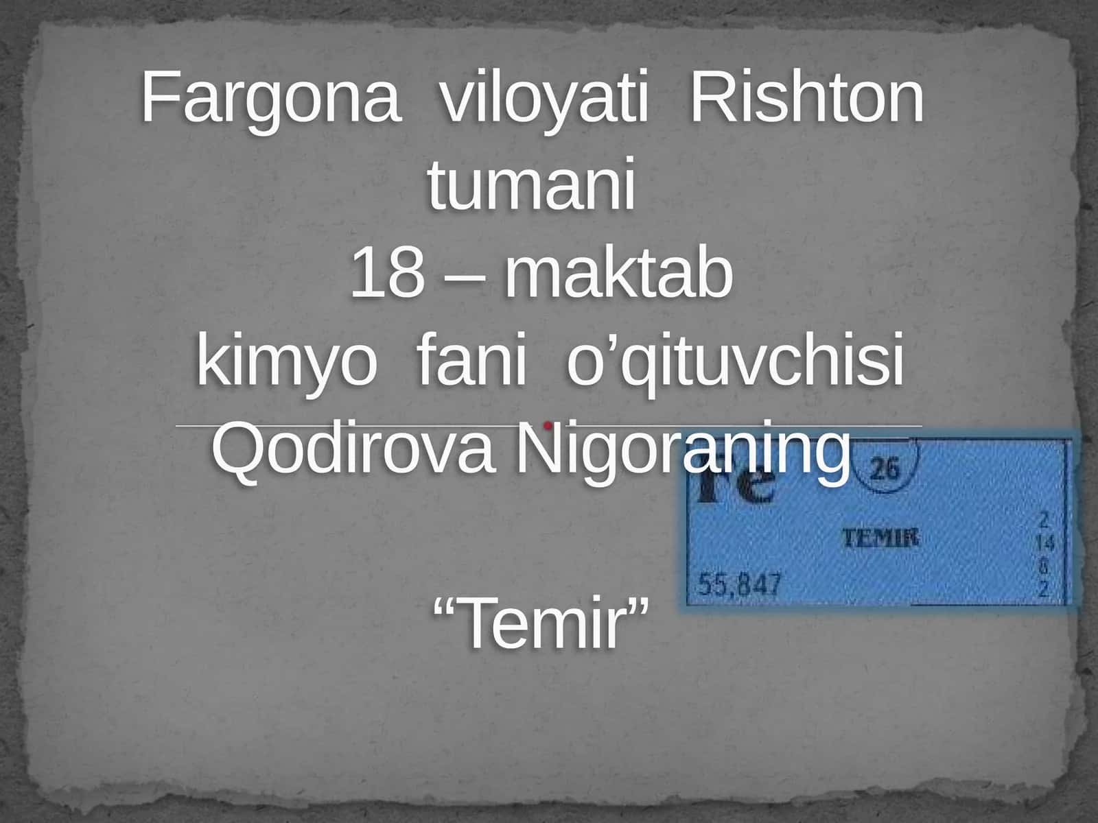 Temir kimyoviy-xossalari